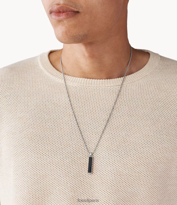Fossil Hommes noir collier pendentif agate de plongée bijoux 0ZTD41919