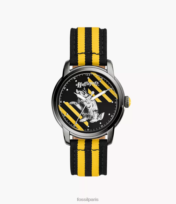 Fossil femmes noir jaune montre en nylon Poufsouffle à trois aiguilles Harry Potter en édition limitée accessoire 0ZTD4194