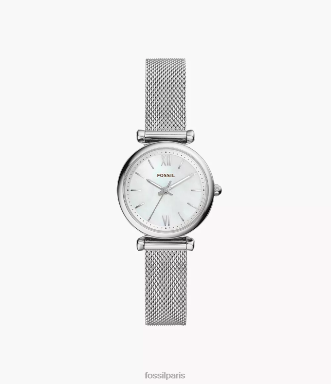 Fossil femmes acier brut montre carlie à trois aiguilles en acier inoxydable montre 0ZTD449