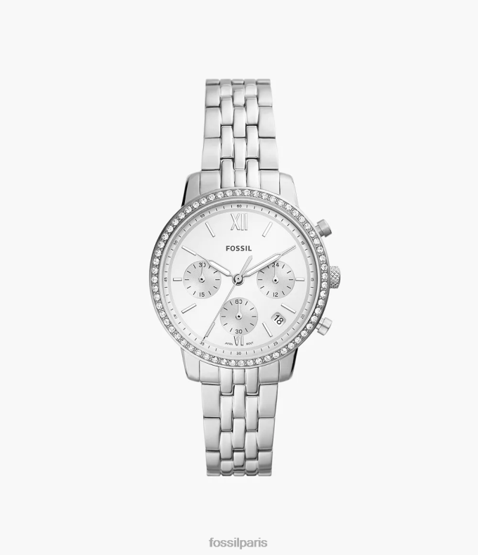 Fossil femmes argenté montre chronographe neutre en acier inoxydable montre 0ZTD456