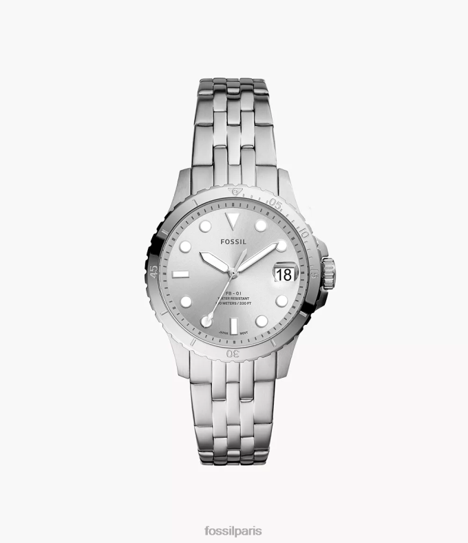 Fossil femmes argenté montre fb-01 à trois aiguilles et date en acier inoxydable montre 0ZTD428
