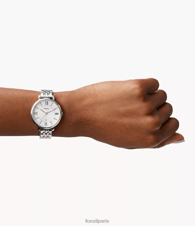 Fossil femmes argent montre jacqueline à trois aiguilles et date en acier inoxydable montre 0ZTD459