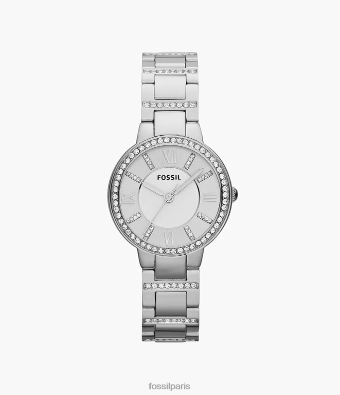 Fossil femmes argent montre virginie en acier inoxydable montre 0ZTD484