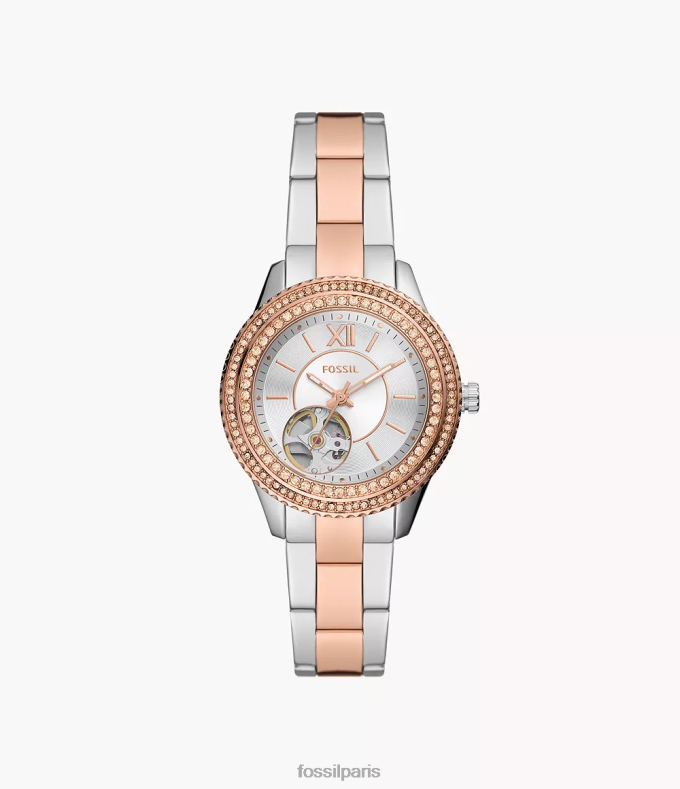 Fossil femmes deux tons montre automatique Stella en acier inoxydable montre 0ZTD478