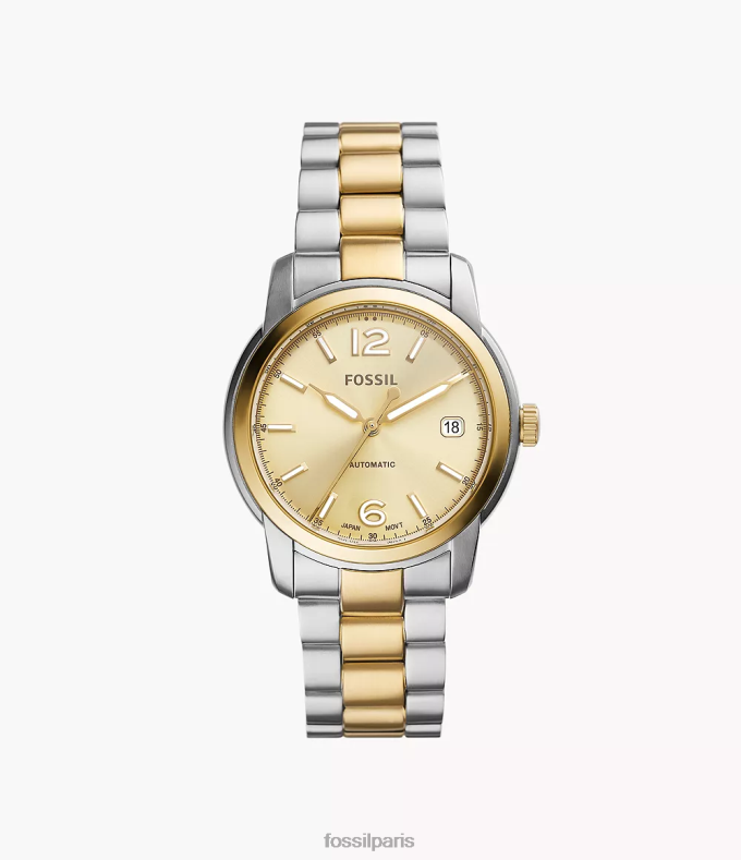 Fossil femmes deux tons montre automatique en acier inoxydable Heritage montre 0ZTD424