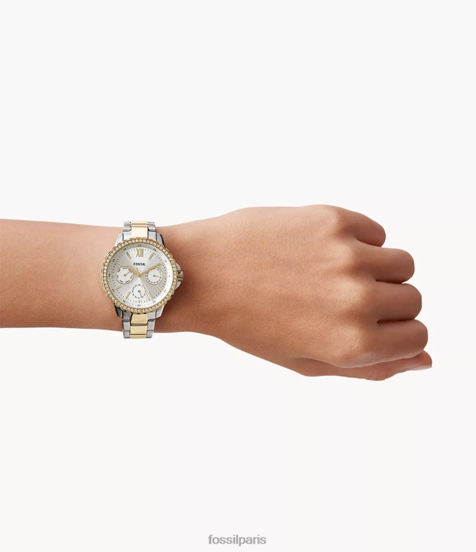 Fossil femmes deux tons montre izzy multifonction en acier inoxydable montre 0ZTD444