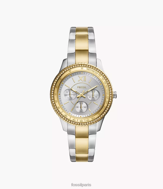 Fossil femmes deux tons montre multifonction Stella Sport en acier inoxydable montre 0ZTD435