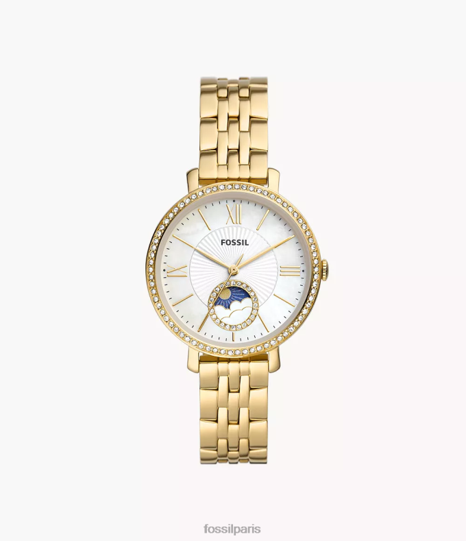 Fossil femmes or Montre multifonction en acier inoxydable ton sur ton Sun Moon Jacqueline montre 0ZTD458