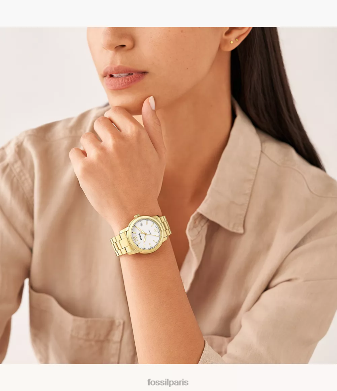 Fossil femmes ton d'or montre automatique en acier inoxydable Heritage montre 0ZTD467