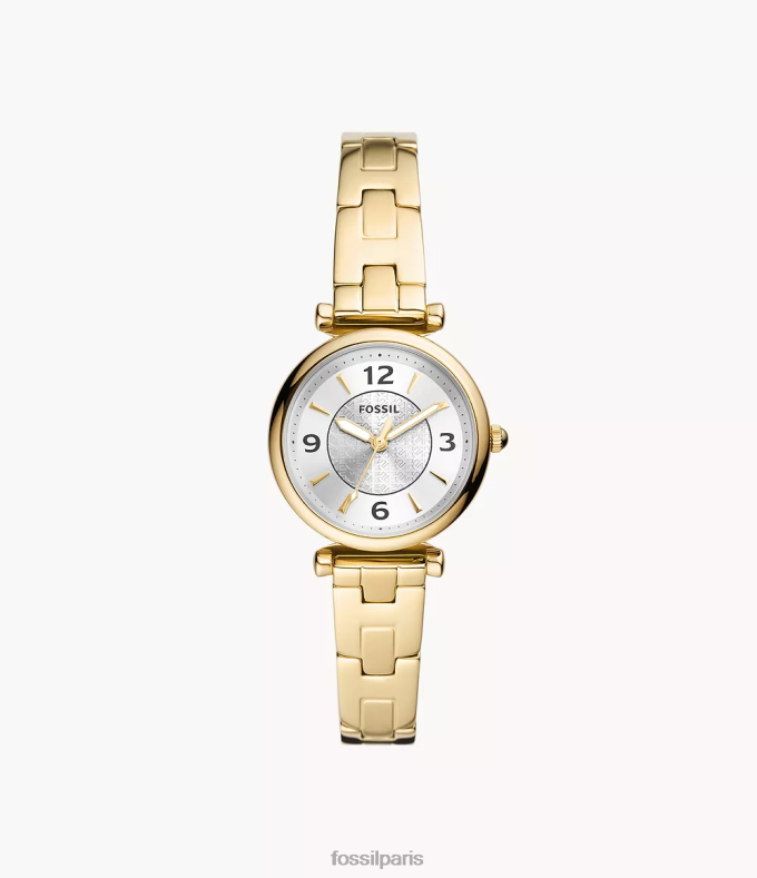 Fossil femmes ton d'or montre carlie à trois aiguilles en acier inoxydable montre 0ZTD472