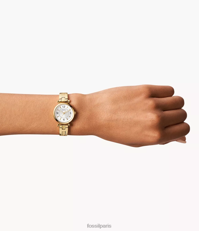 Fossil femmes ton d'or montre carlie à trois aiguilles en acier inoxydable montre 0ZTD472