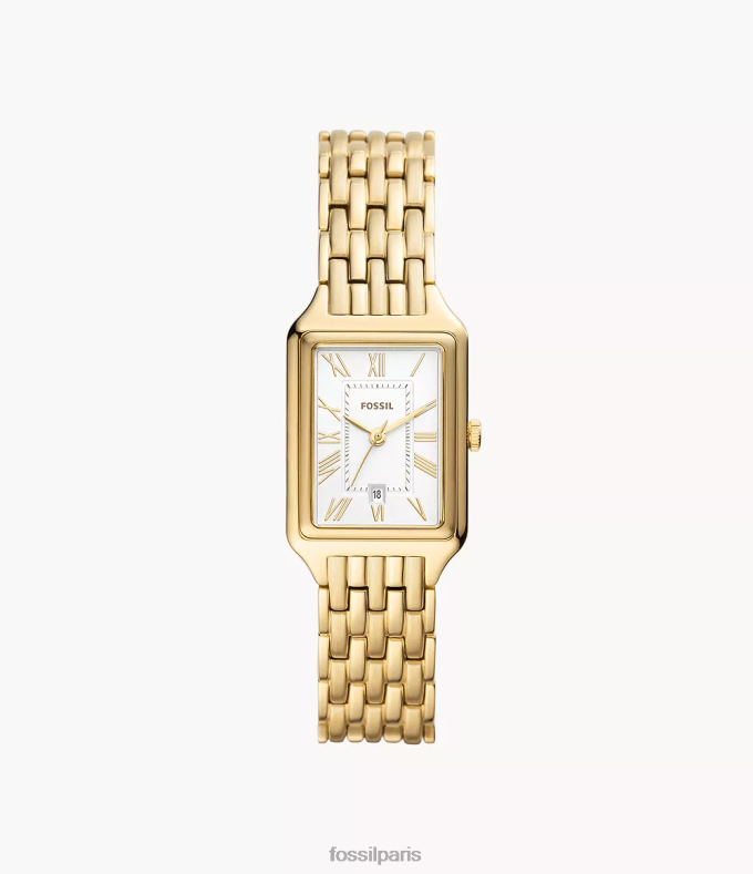 Fossil femmes ton d'or montre raquel à trois aiguilles et date en acier inoxydable montre 0ZTD438