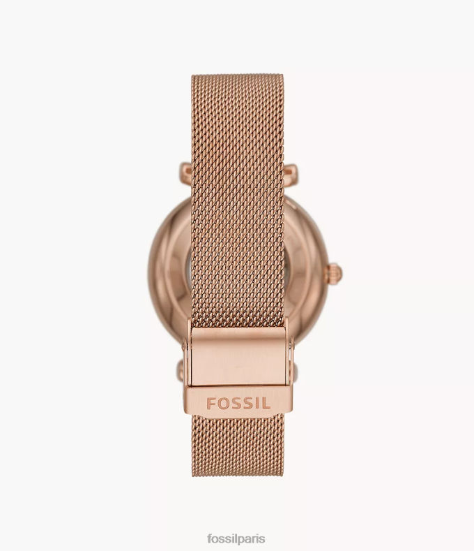 Fossil femmes ton doré rose montre carlie automatique en maille d'acier inoxydable montre 0ZTD4112