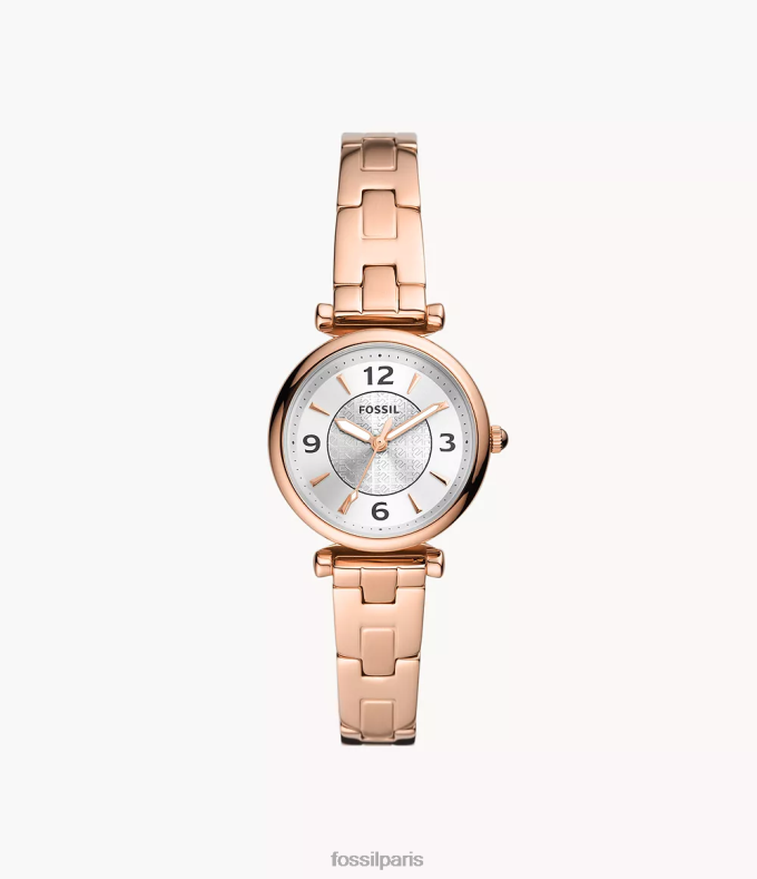 Fossil femmes ton doré rose montre carlie à trois aiguilles en acier inoxydable montre 0ZTD480