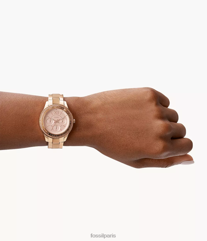 Fossil femmes ton doré rose montre multifonction Stella Sport en acier inoxydable montre 0ZTD433