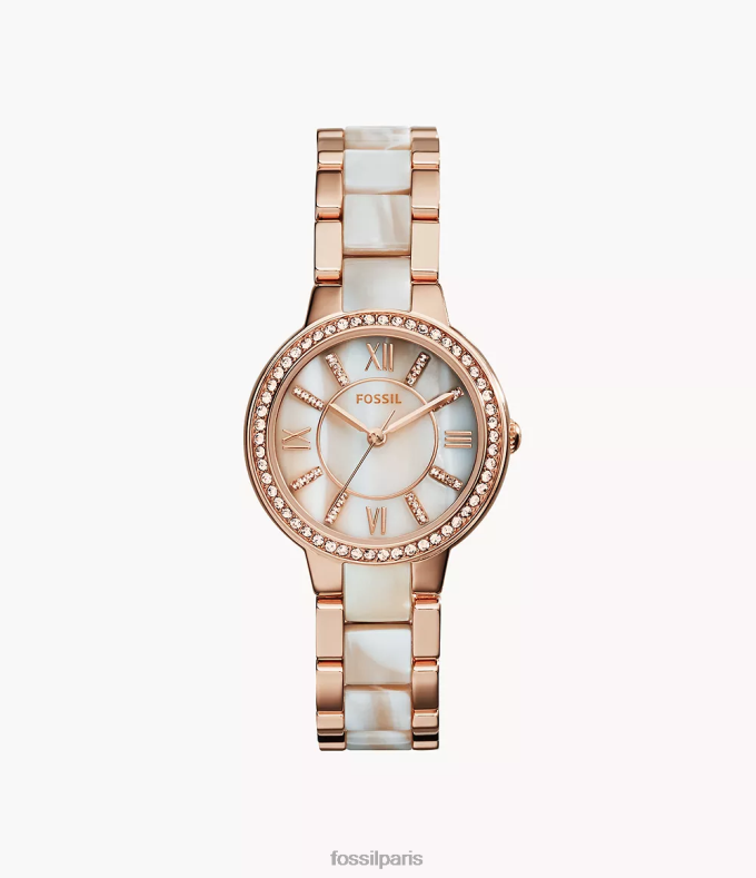 Fossil femmes ton rose montre Virginia & Horn en acétate et acier inoxydable montre 0ZTD4109