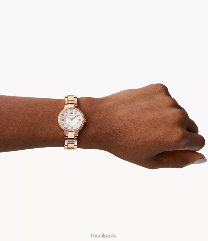 Fossil femmes ton rose montre virginie en acier inoxydable montre 0ZTD4118