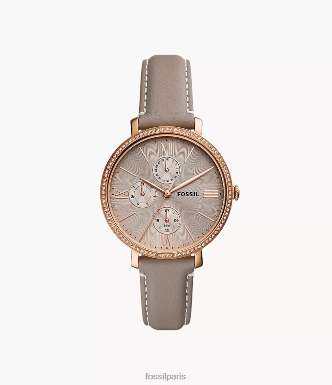Fossil femmes gris montre multifonction en cuir véritable Jacqueline montre 0ZTD489