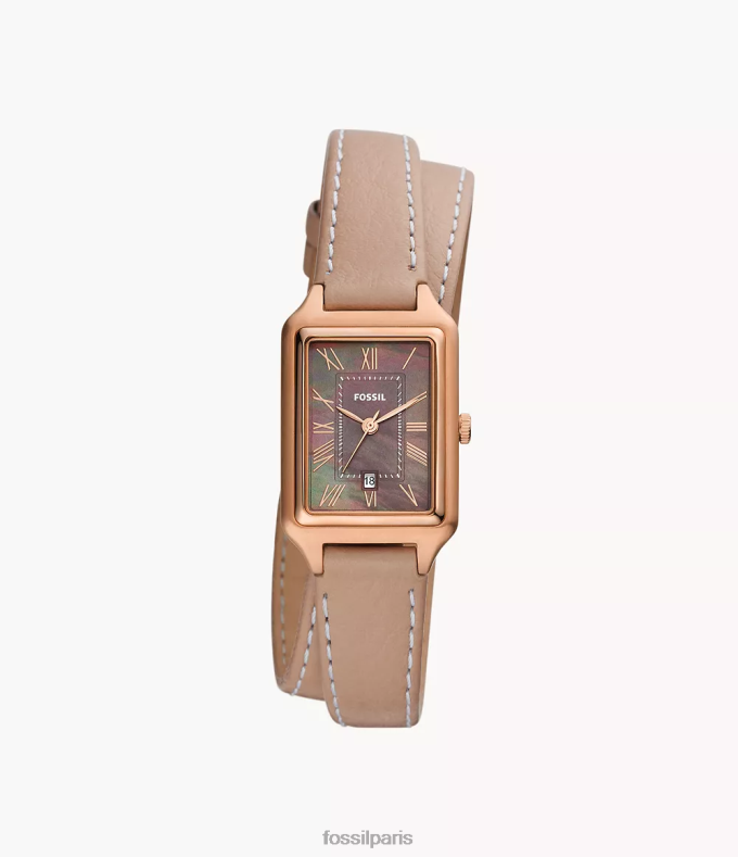 Fossil femmes latté montre raquel en cuir véritable à trois aiguilles et date montre 0ZTD4105