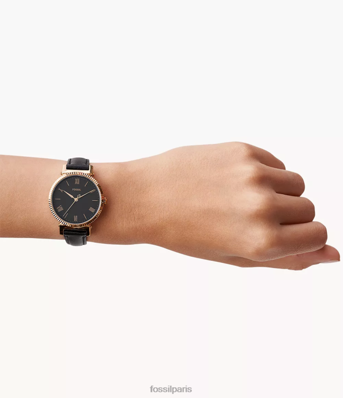 Fossil femmes noir montre en cuir à trois aiguilles Daisy montre 0ZTD494