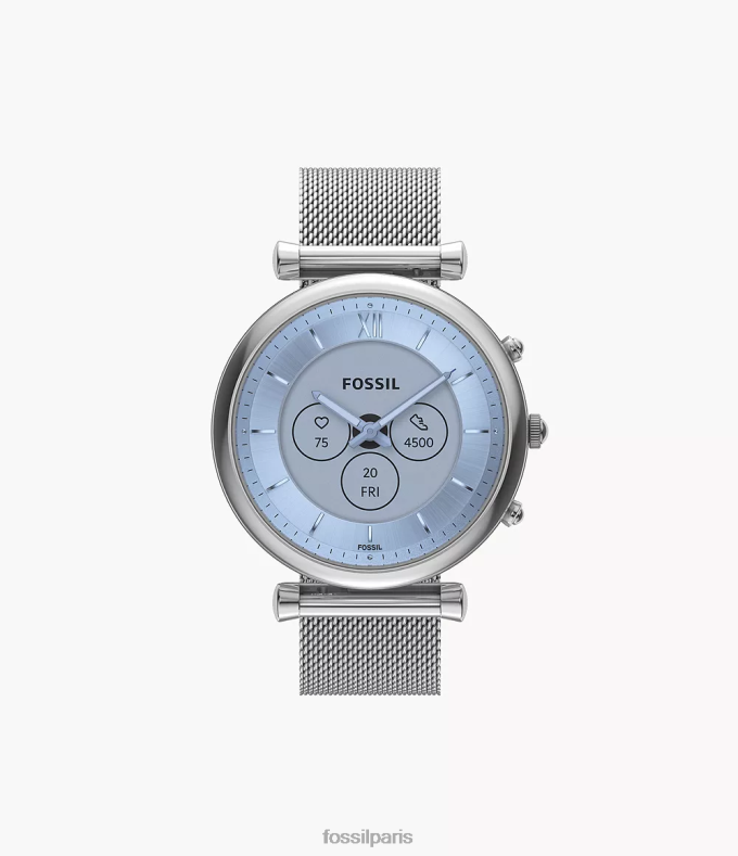 Fossil femmes argent Montre connectée hybride Carlie Gen 6, maille en acier inoxydable montre 0ZTD414