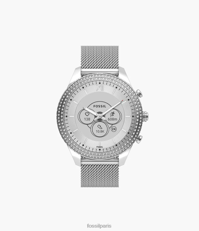 Fossil femmes argent montre intelligente hybride Stella Gen 6 en maille d'acier inoxydable montre 0ZTD4225
