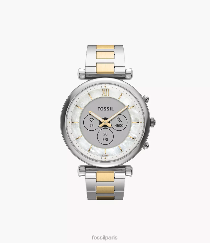 Fossil femmes deux tons montre intelligente hybride Carlie Gen 6 en acier inoxydable montre 0ZTD412