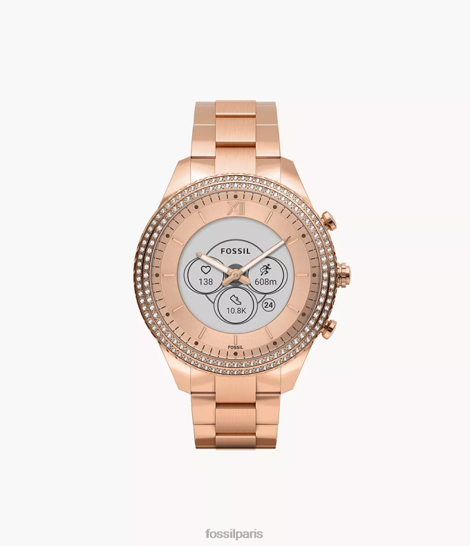 Fossil femmes ton doré rose montre intelligente hybride Stella Gen 6 en acier inoxydable montre 0ZTD417