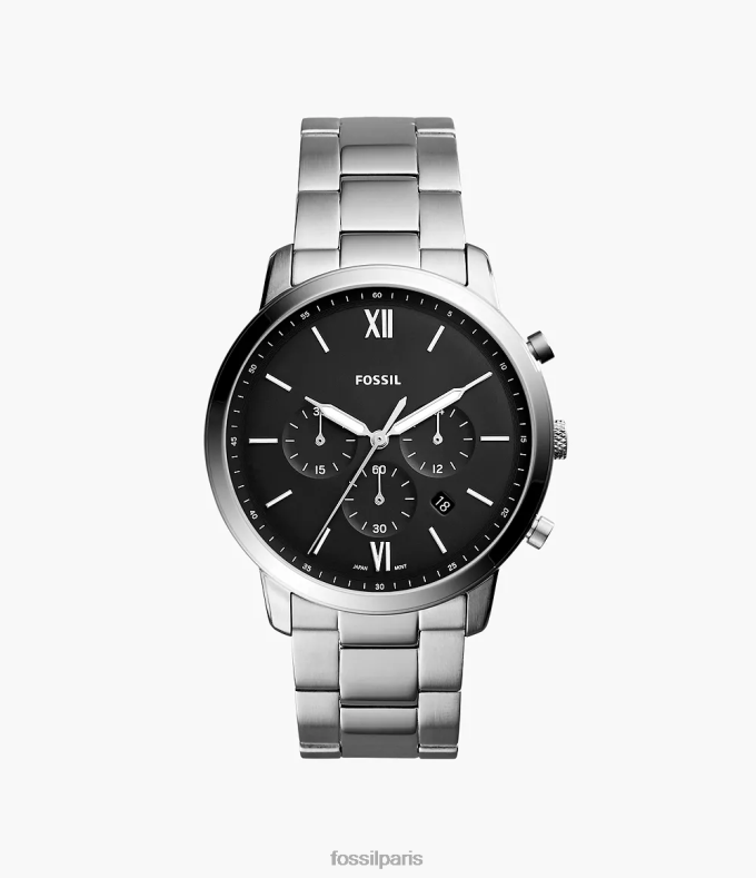 Fossil Hommes argent montre chronographe neutre en acier inoxydable montre 0ZTD41338