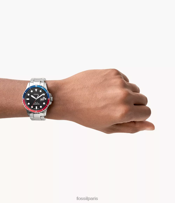 Fossil Hommes argenté montre fb-01 à trois aiguilles et date en acier inoxydable montre 0ZTD41359