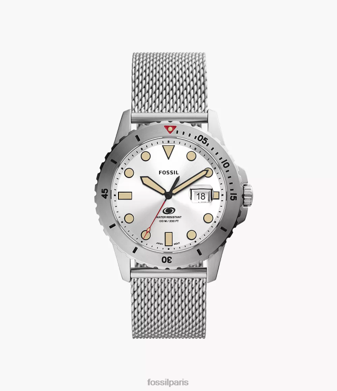 Fossil Hommes bleu montre à mailles en acier inoxydable avec date à trois aiguilles montre 0ZTD41599