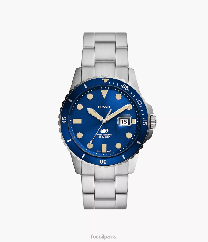 Fossil Hommes bleu montre à trois aiguilles et date en acier inoxydable montre 0ZTD41357