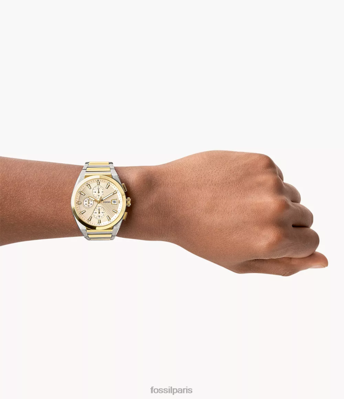 Fossil Hommes deux tons montre chronographe everett en acier inoxydable montre 0ZTD41368