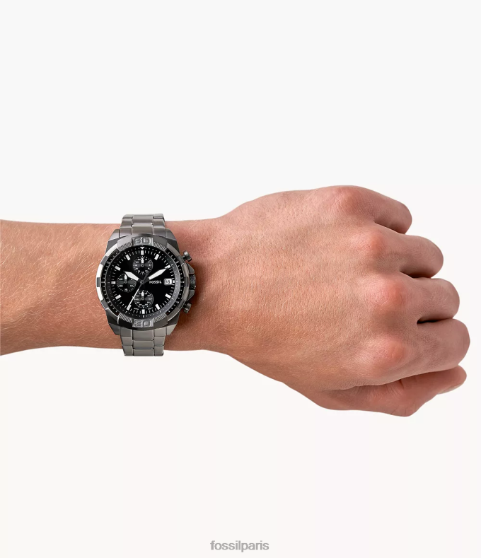 Fossil Hommes fumée montre chronographe bronson en acier inoxydable montre 0ZTD41341
