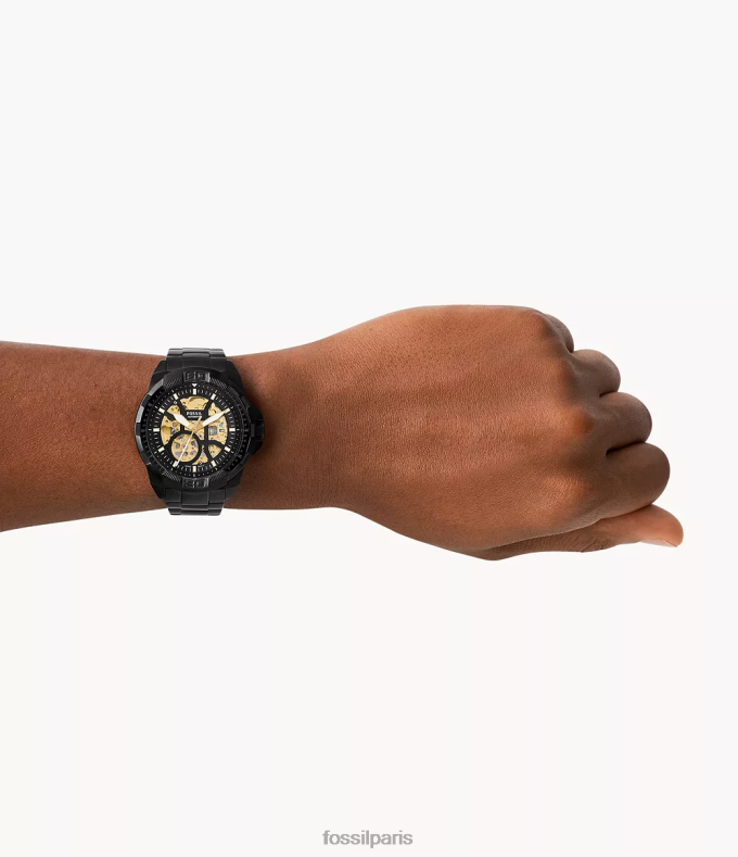 Fossil Hommes noir montre automatique bronson en acier inoxydable montre 0ZTD41374
