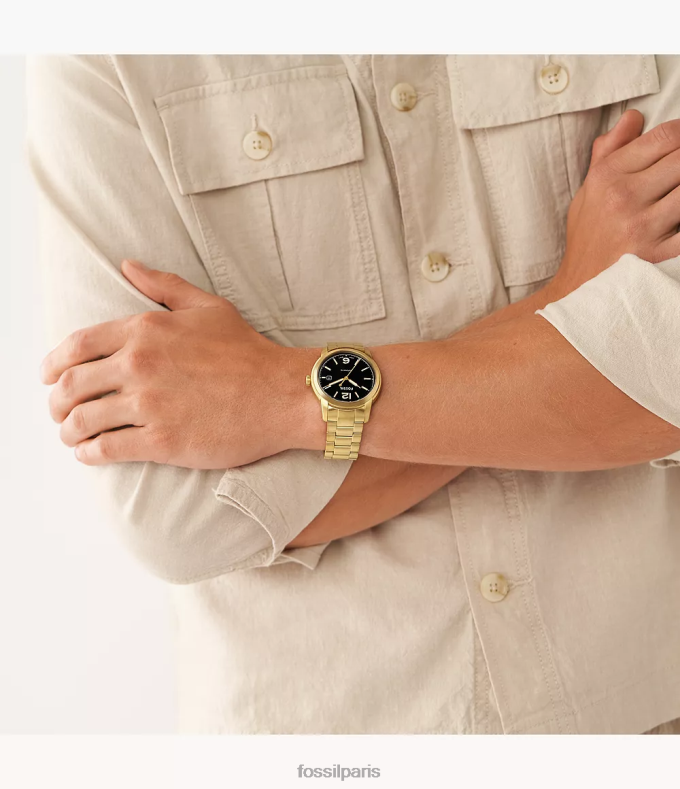 Fossil Hommes ton d'or montre automatique en acier inoxydable Heritage montre 0ZTD41382