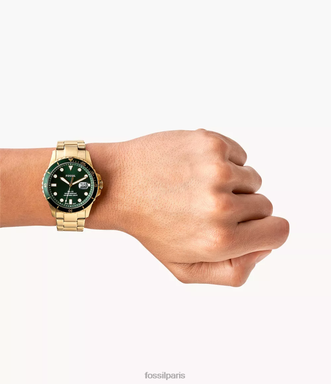 Fossil Hommes ton d'or montre fb-01 à trois aiguilles et date en acier inoxydable montre 0ZTD41345