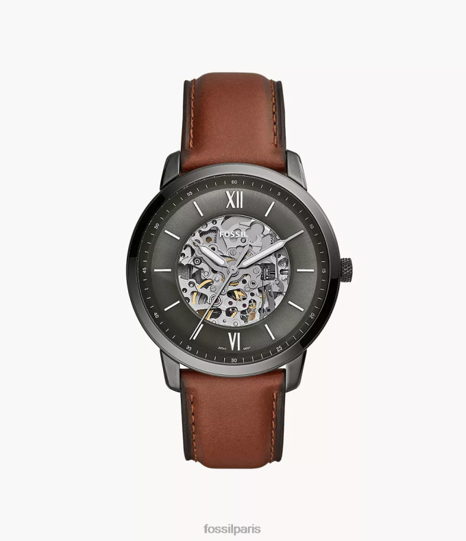 Fossil Hommes ambre montre en cuir automatique neutre montre 0ZTD41442