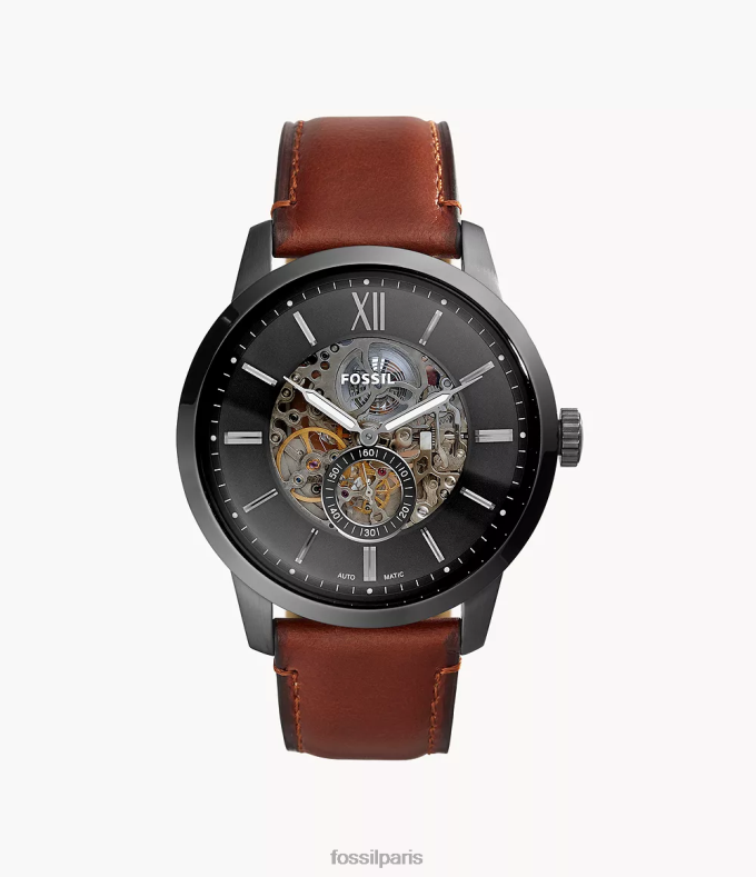 Fossil Hommes ambre montre en cuir automatique townsman de 48 mm montre 0ZTD41407