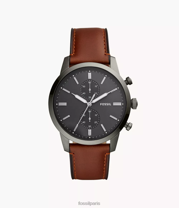 Fossil Hommes ambre montre en cuir chronographe townsman montre 0ZTD41412