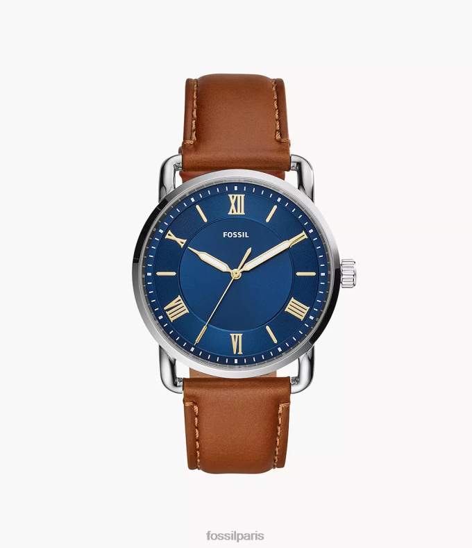 Fossil Hommes bagage montre en cuir à trois aiguilles Copeland de 42 mm montre 0ZTD41449