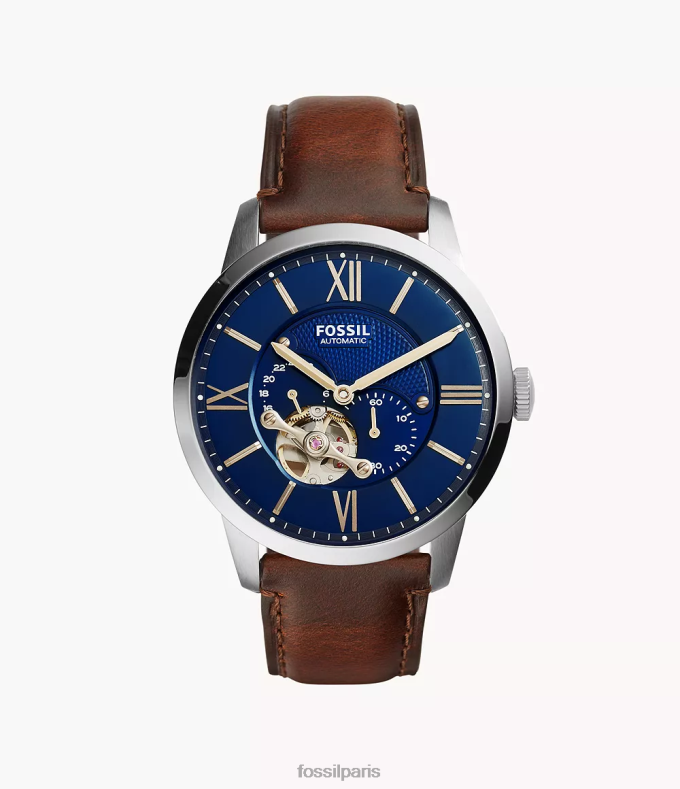 Fossil Hommes brun montre en cuir automatique townsman montre 0ZTD41422