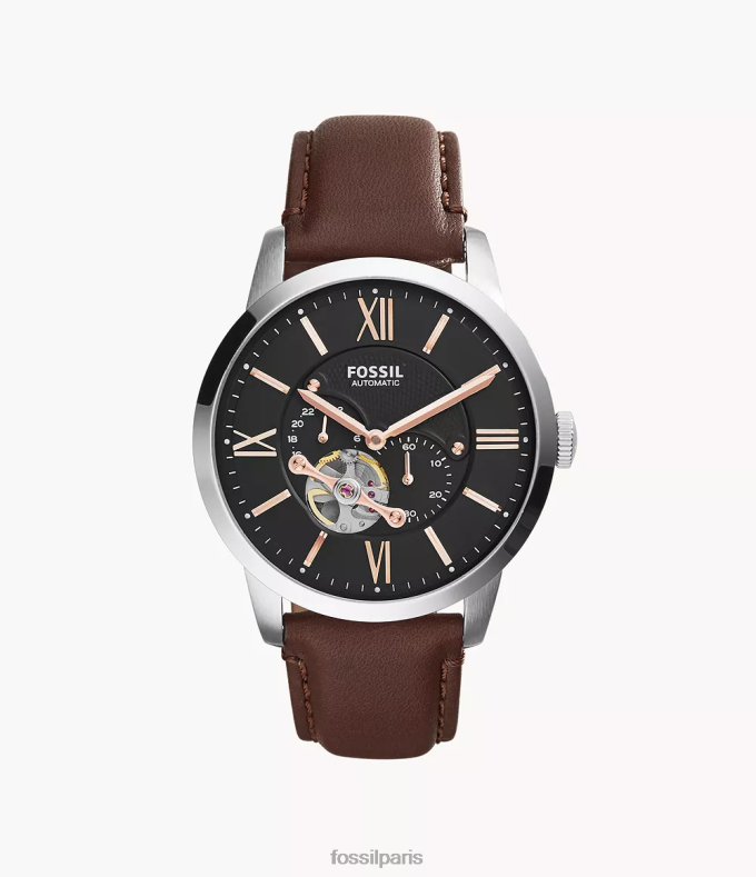 Fossil Hommes brun montre en cuir automatique townsman montre 0ZTD41455