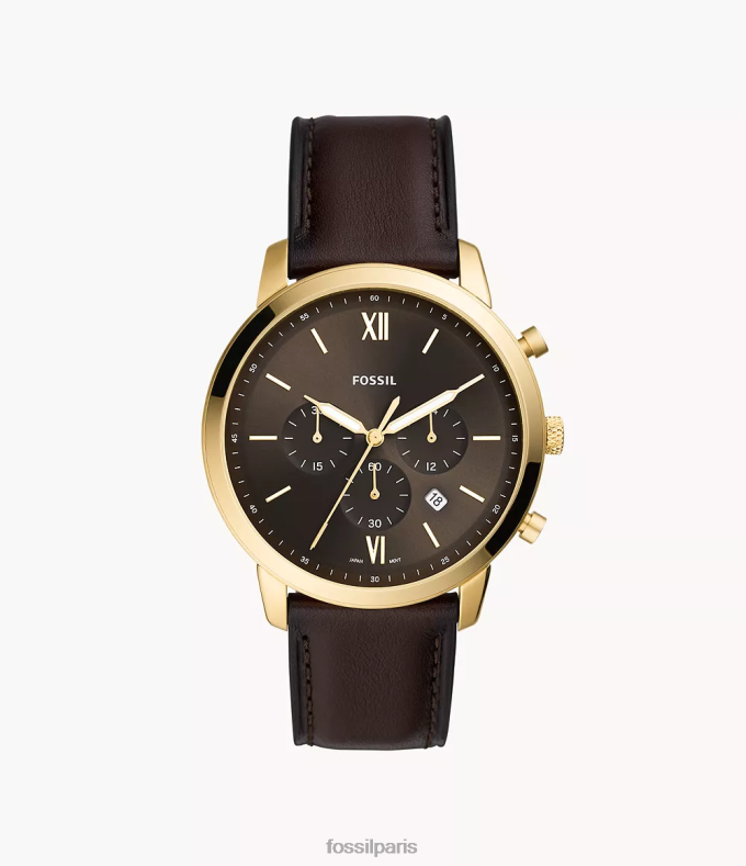 Fossil Hommes brun montre en cuir chronographe neutre montre 0ZTD41416
