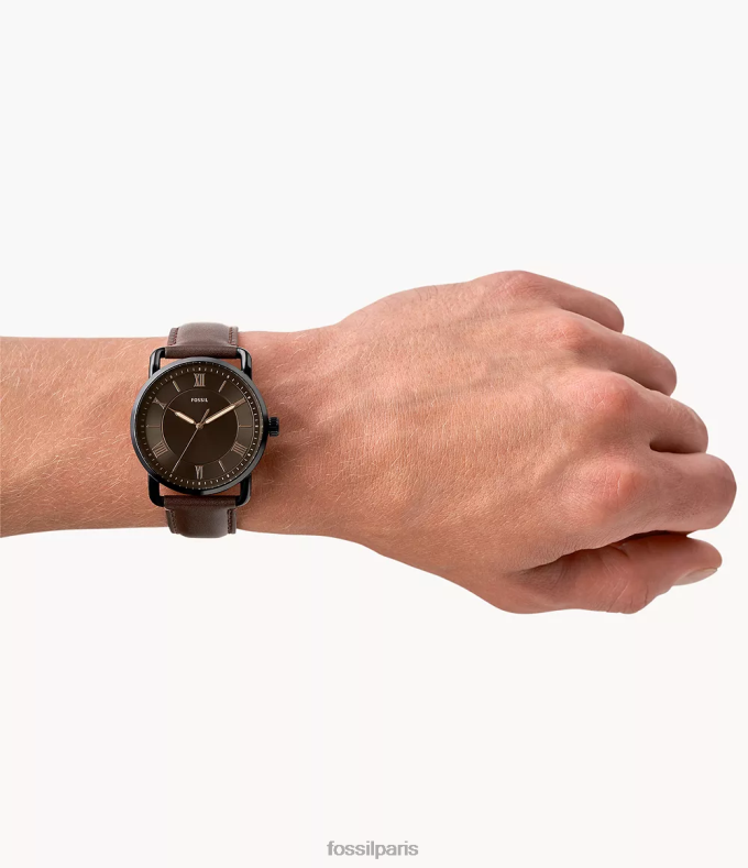 Fossil Hommes brun montre en cuir à trois aiguilles Copeland de 42 mm montre 0ZTD41426