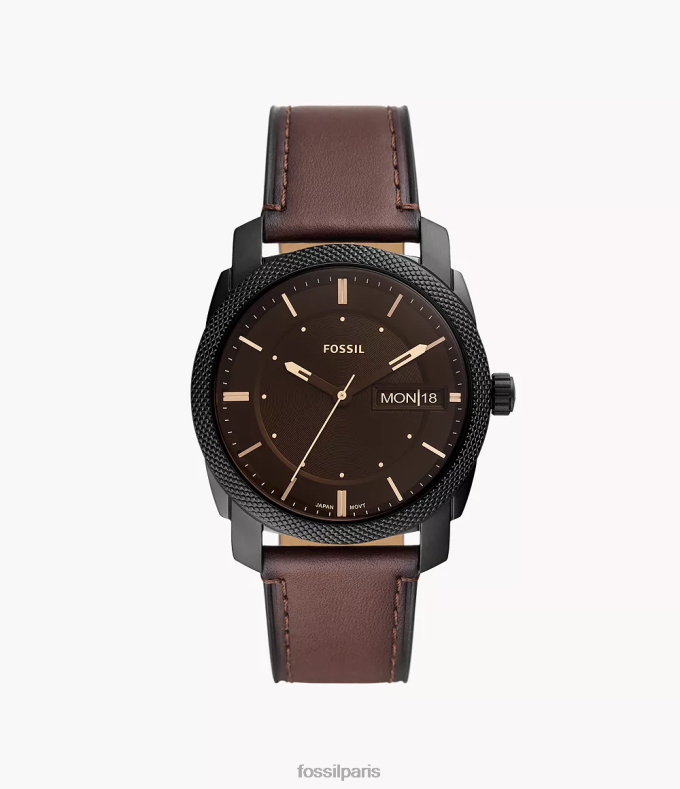 Fossil Hommes brun montre machine en cuir véritable à trois aiguilles et date montre 0ZTD41425