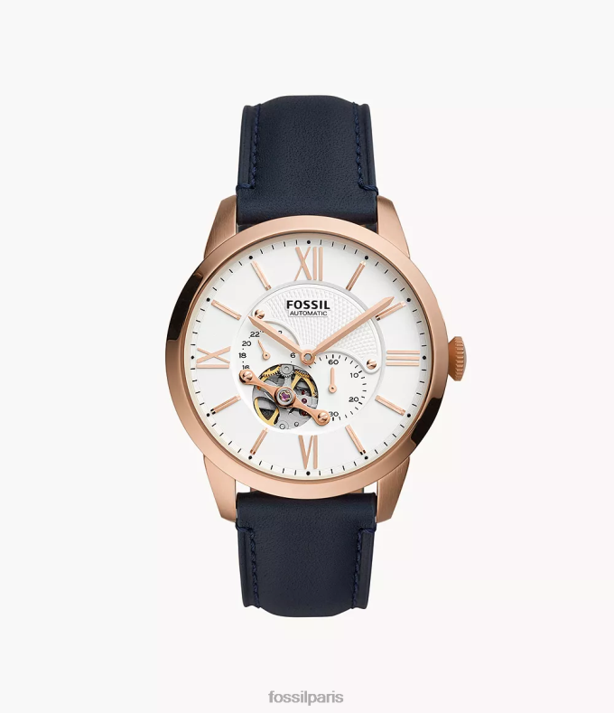 Fossil Hommes marine montre en cuir automatique townsman montre 0ZTD41437