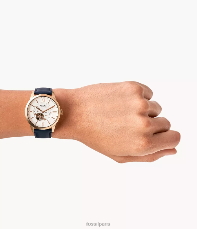 Fossil Hommes marine montre en cuir automatique townsman montre 0ZTD41437