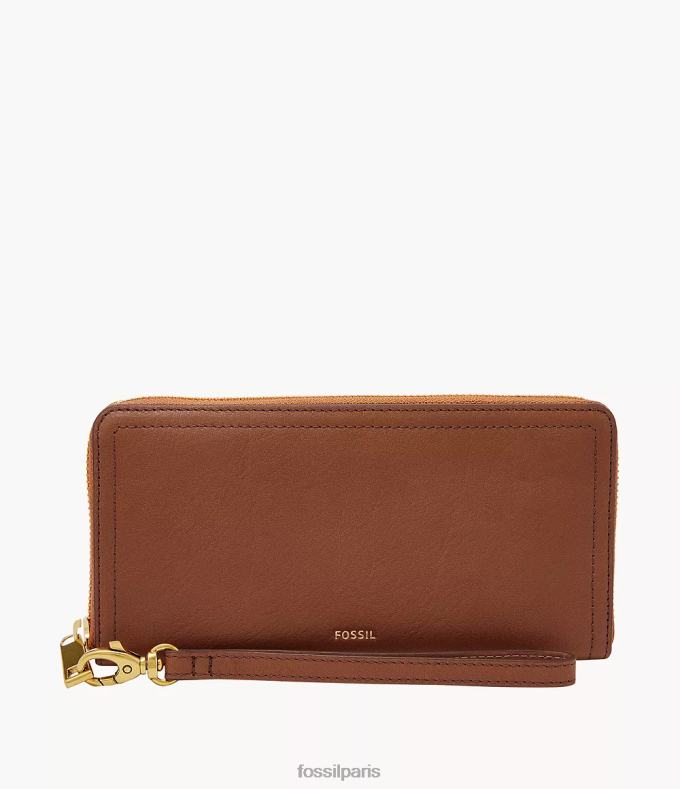 Fossil femmes brun pochette zippée Logan RFID portefeuille 0ZTD4784