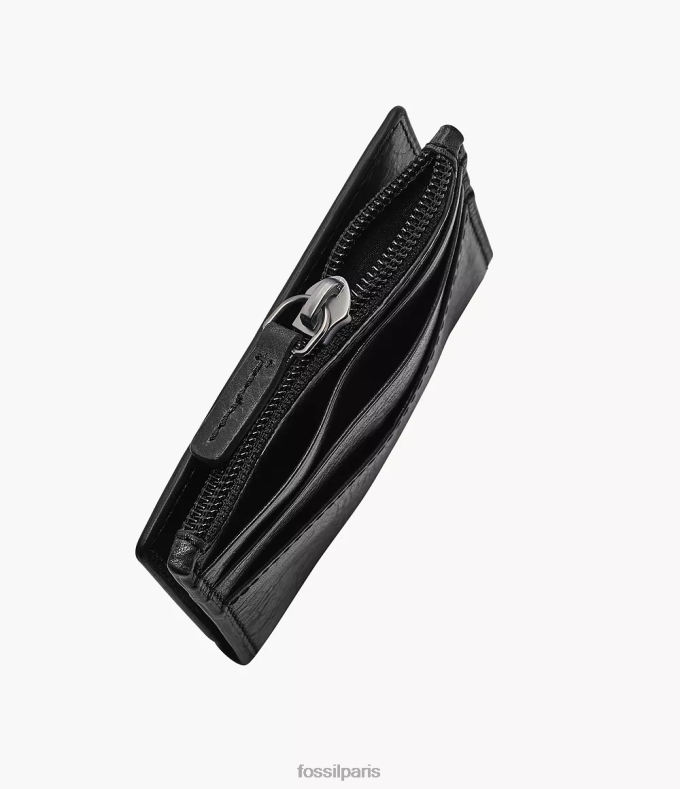 Fossil Hommes noir étui zippé pour cartes Andrew portefeuille 0ZTD41736